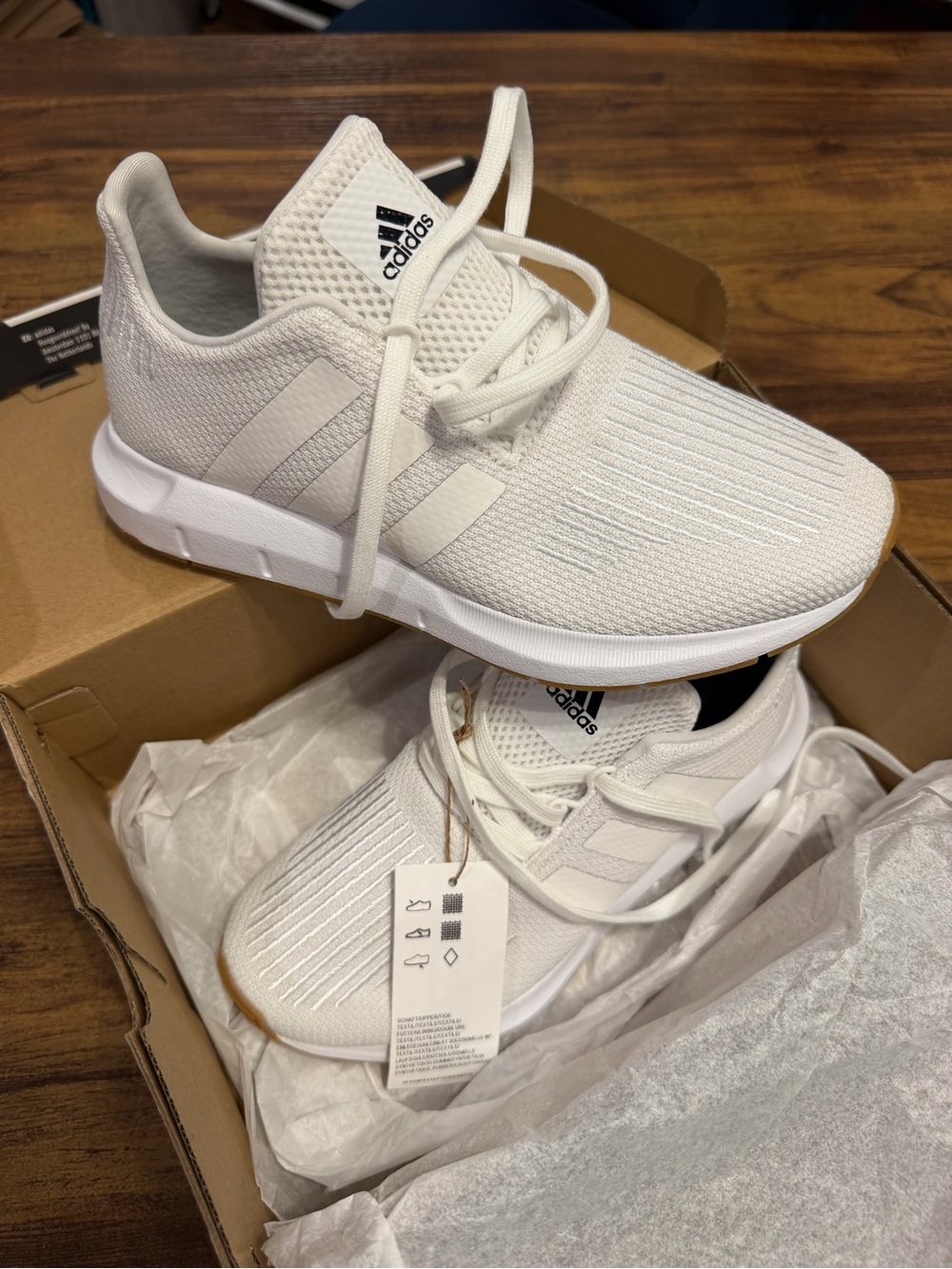 adidas Kids White Knit Lace-Up Sneakers